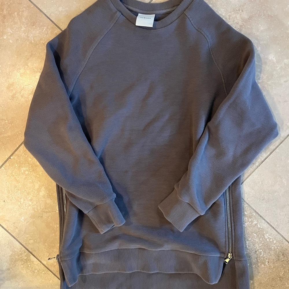 Varley Gray Sweatshirt with Modern Side Zipper